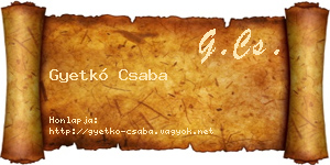Gyetkó Csaba névjegykártya